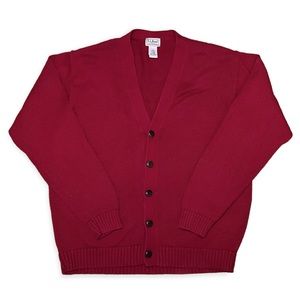 Vtg LL Bean Men Cardigan Sweater Large 100% Cotton Knit Heavyweight Red Vintage